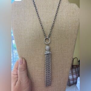 White House Black Market Long Necklace with‎ Tassel Crystals